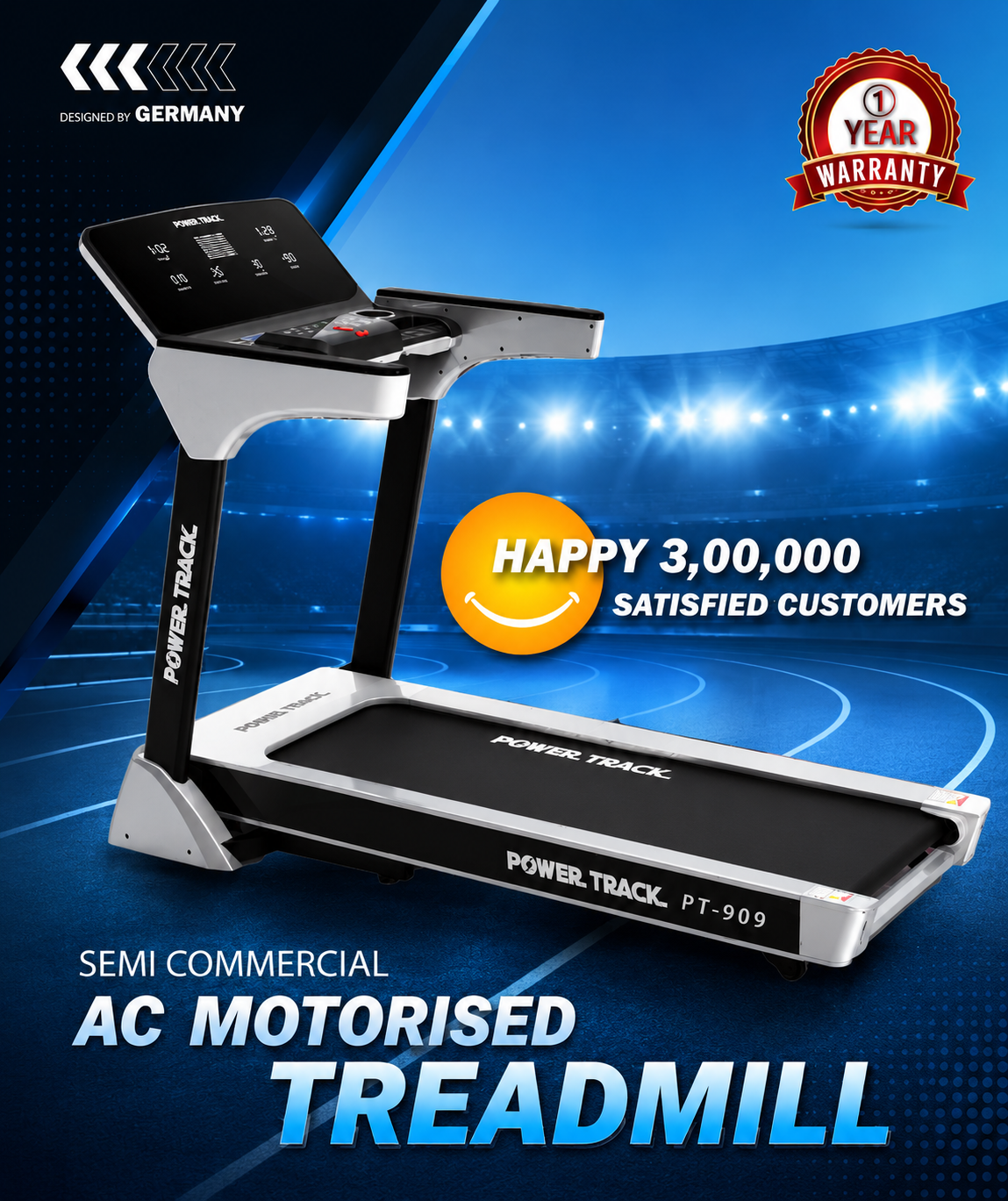 MODEL PT - 909 AC SEMI COMMERCIAL MOTORISED TREADMILL